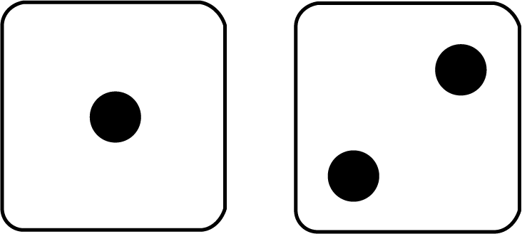 Two Dice Showing the Sum of 3