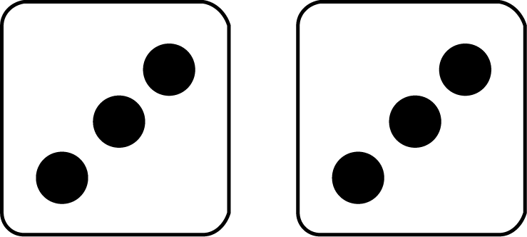 Two Dice Showing the Sum of 6, Version C