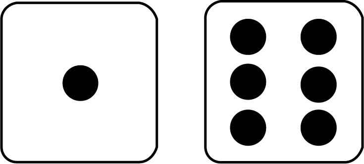 Math Clip Art--Dice and Number Models--Two Dice with 7 Showing, A