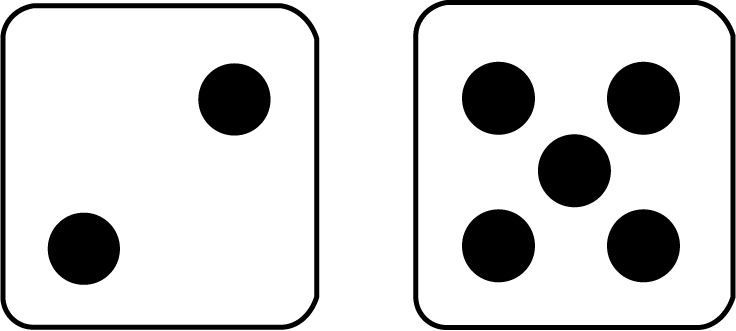Math Clip Art Dice And Number Models Two Dice With 7 Showing B Media4math
