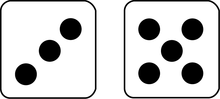 Math Clip Art--Dice and Number Models--Two Dice with 8 Showing, B