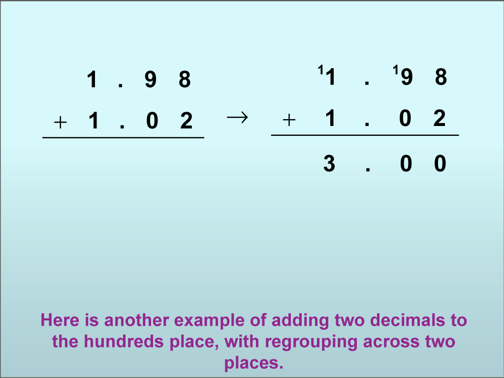 Adding Decimals to the Hundredths Place (With Regrouping), Image 08