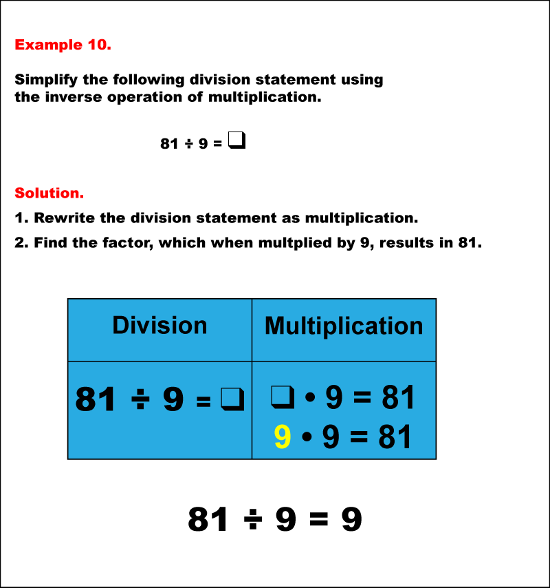Math Example--Arithmetic--Division and Unknown Factors: Example 10