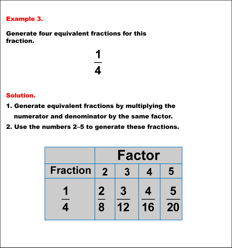Math Example--Fraction Properties--Generating Equivalent Fractions: Example 3