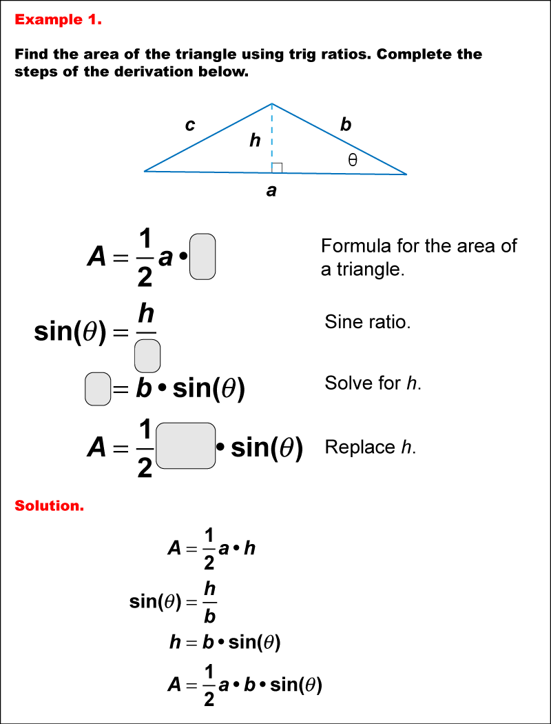 Math Example--Area and Perimeter--Triangular Area Using Trig Ratios: Example 1