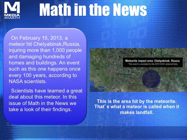 Math in the News: Issue 69--The Russian Meteorite