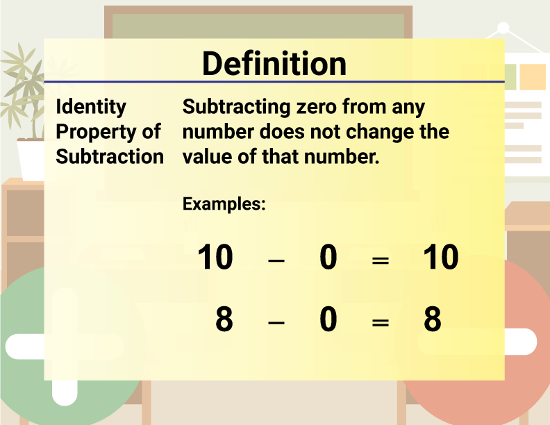 Math Video Definition 22--Addition and Subtraction Concepts--Identity Property of Subtraction (Spanish Audio)