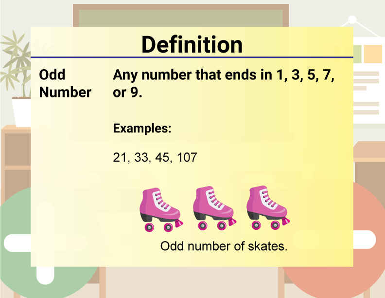 Math Video Definition 31--Addition and Subtraction Concepts--Odd Number (Spanish Audio)