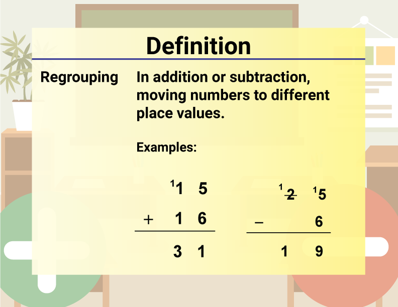 Math Video Definition 36--Addition and Subtraction Concepts--Regrouping