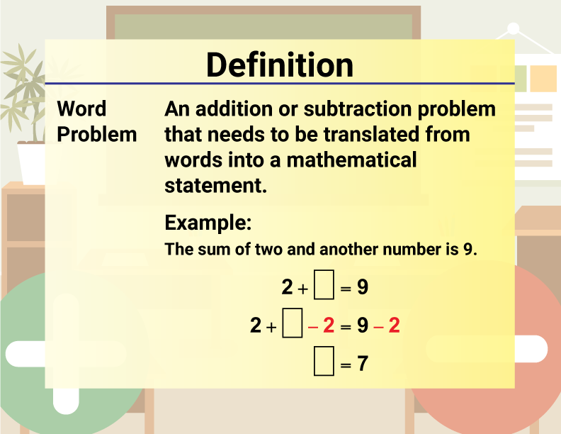 Math Video Definition 50--Addition and Subtraction Concepts--Word Problem