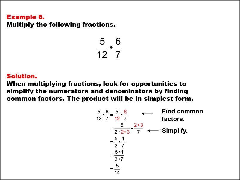 Math Example: Fraction Operations--Multiplying Fractions: Example 6
