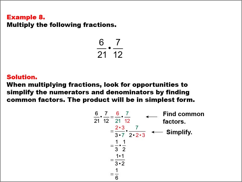 Math Example: Fraction Operations--Multiplying Fractions: Example 8