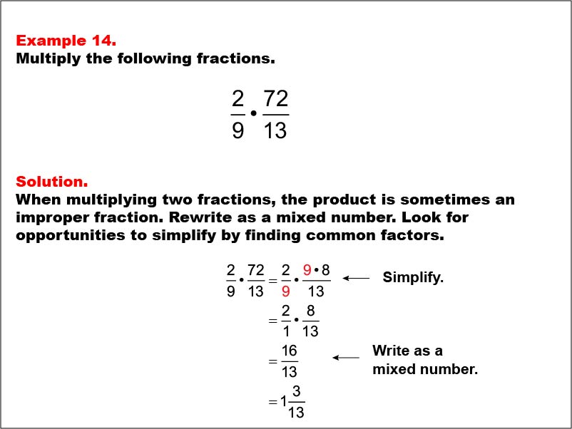 Math Example: Fraction Operations--Multiplying Fractions: Example 14