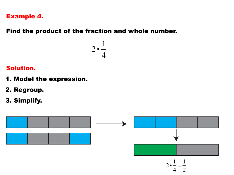 Math Example: Fraction Operations--Multiplying Fractions with Whole Numbers--Example 4