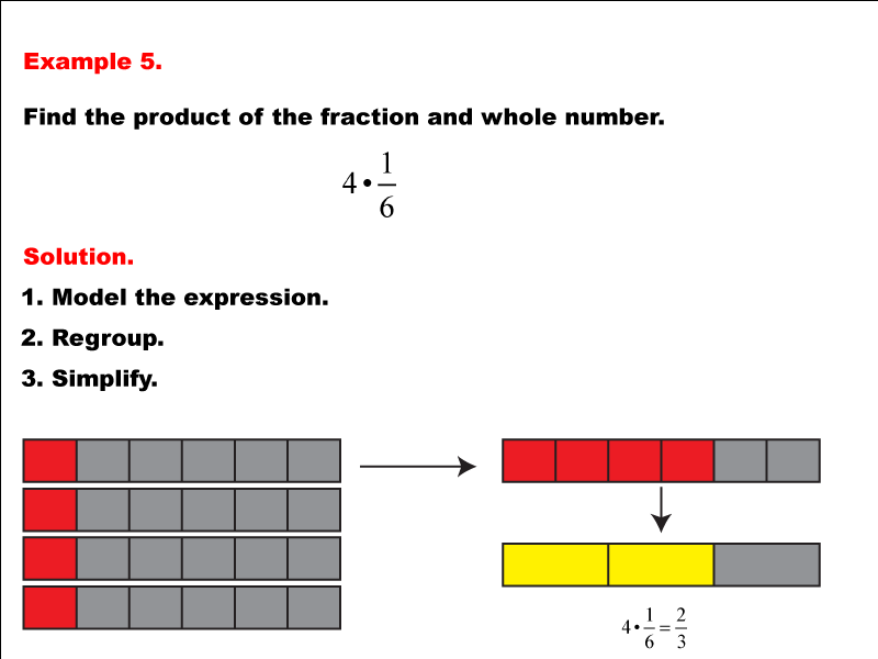 Math Example: Fraction Operations--Multiplying Fractions with Whole Numbers--Example 5
