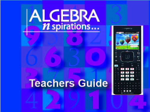 Algebra Nspirations Teacher's Guide: Linear Functions