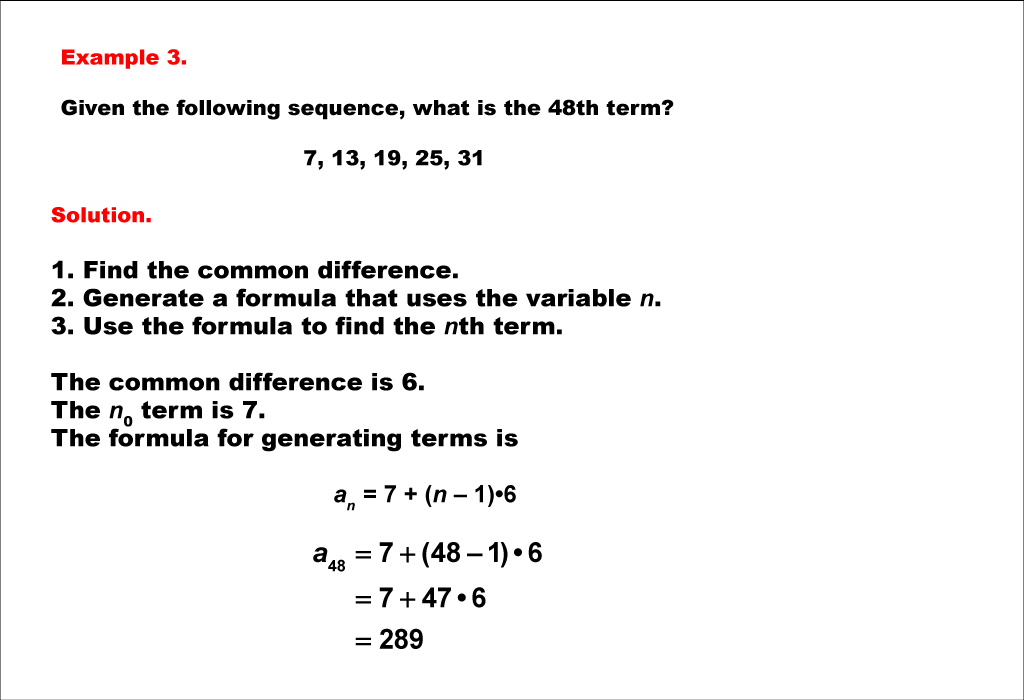 Math Example--Sequences and Series--Finding the nth Term of an Arithmetic Sequence: Example 3