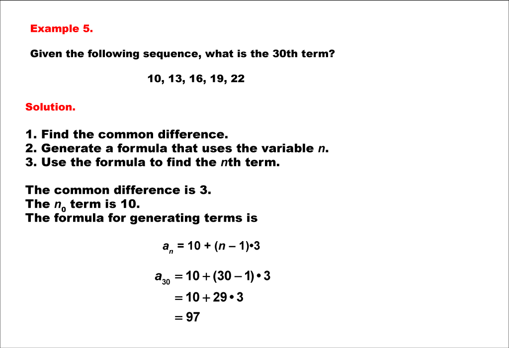 Math Example--Sequences and Series--Finding the nth Term of an Arithmetic Sequence: Example 5
