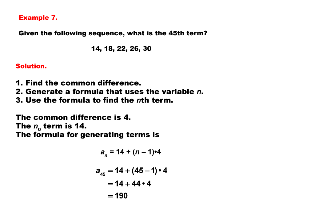Math Example--Sequences and Series--Finding the nth Term of an Arithmetic Sequence: Example 7