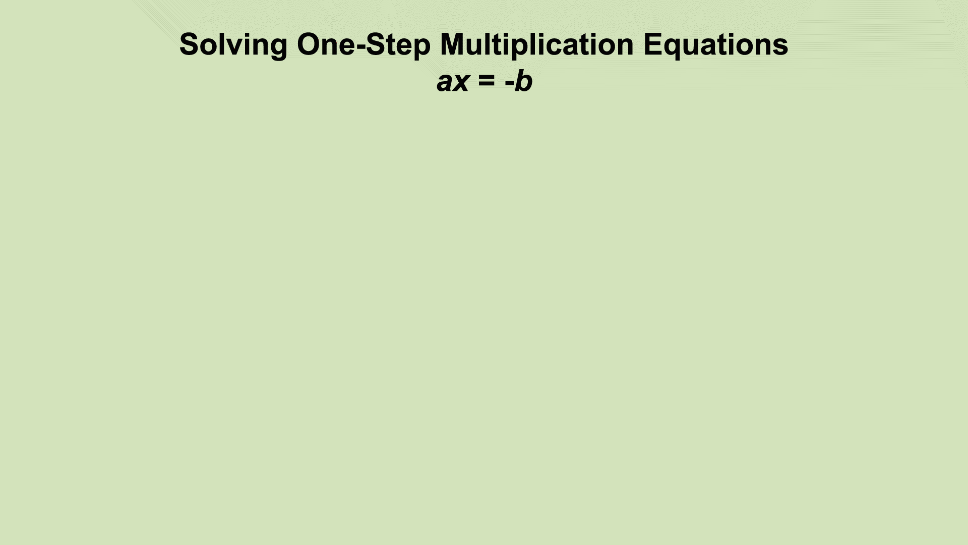 In this example the one-step equation shows multiplication by a positive number.