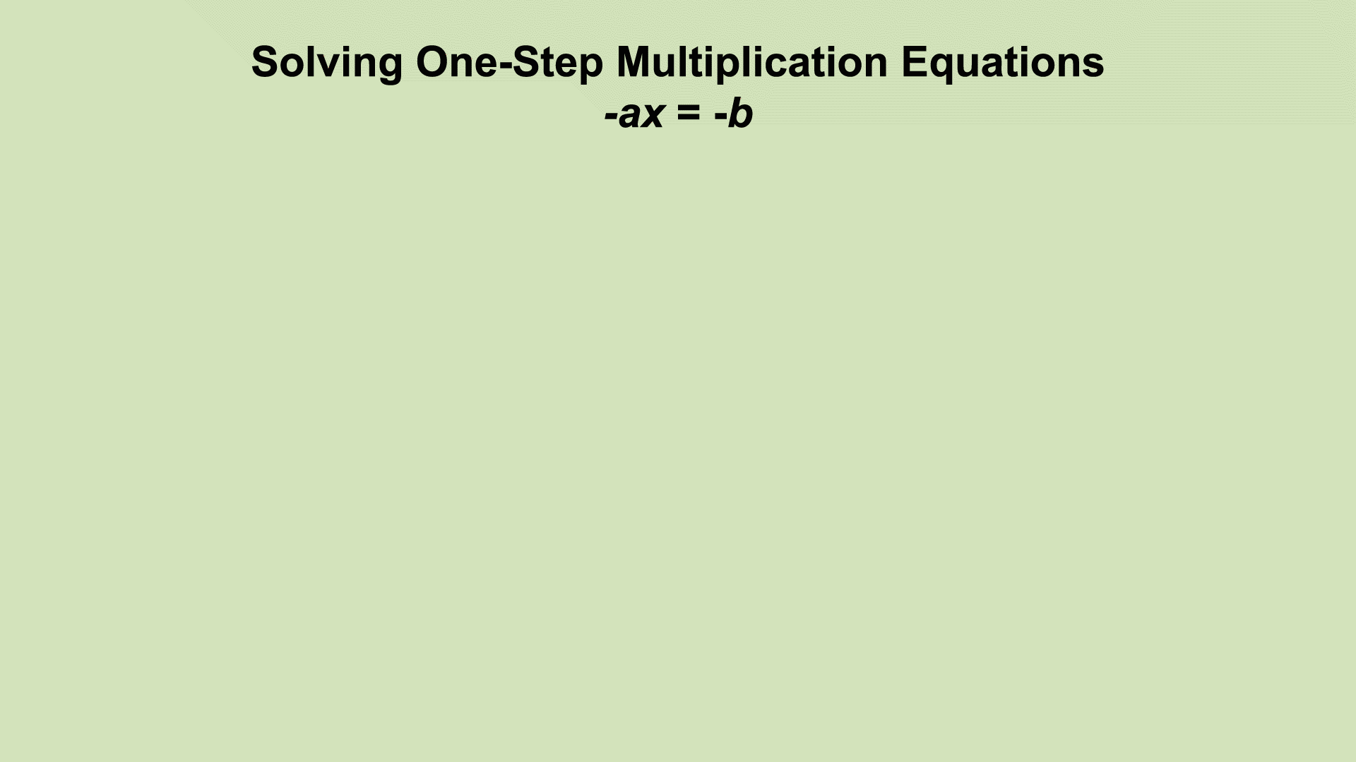 In this example the one-step equation shows multiplication by a negative number.