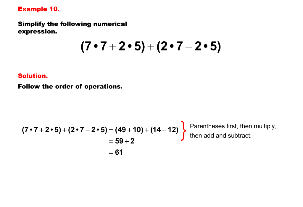 Math Example--Numerical Expressions--Order of Operations--Example 10