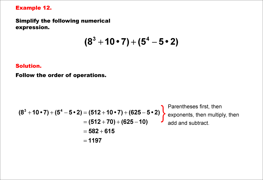 Math Example--Numerical Expressions--Order of Operations--Example 12