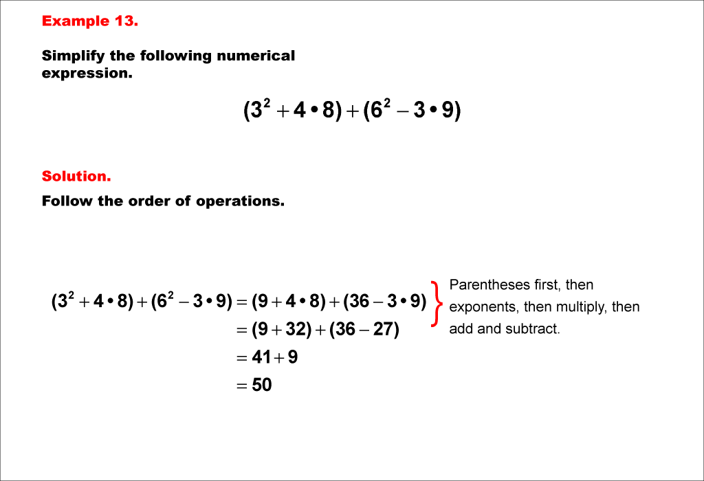Math Example--Numerical Expressions--Order of Operations--Example 13