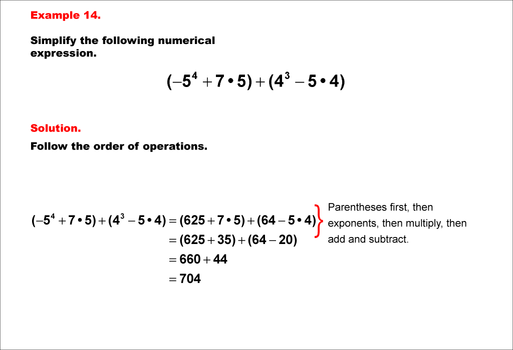 Math Example--Numerical Expressions--Order of Operations--Example 14