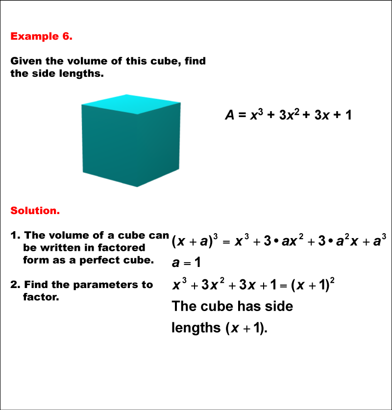 Math Example--Polynomial Concepts-- Perfect Squares and Cubes--Example 6