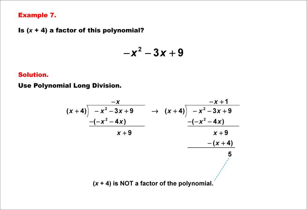 Math Example--Polynomial Concepts--Polynomial Long Division--Example 07