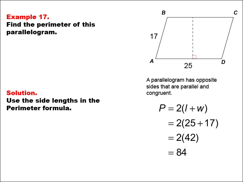 Math Example--Area and Perimeter--Quadrilaterals: Example 17
