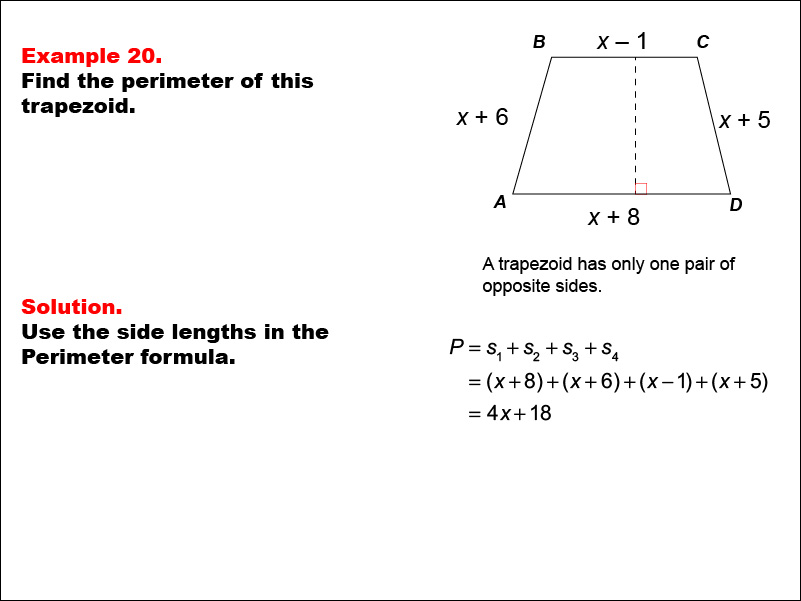Math Example--Area and Perimeter--Quadrilaterals: Example 20