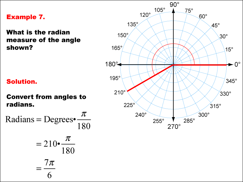 Math Example--Angle Concepts--Radian Measure--Example 7