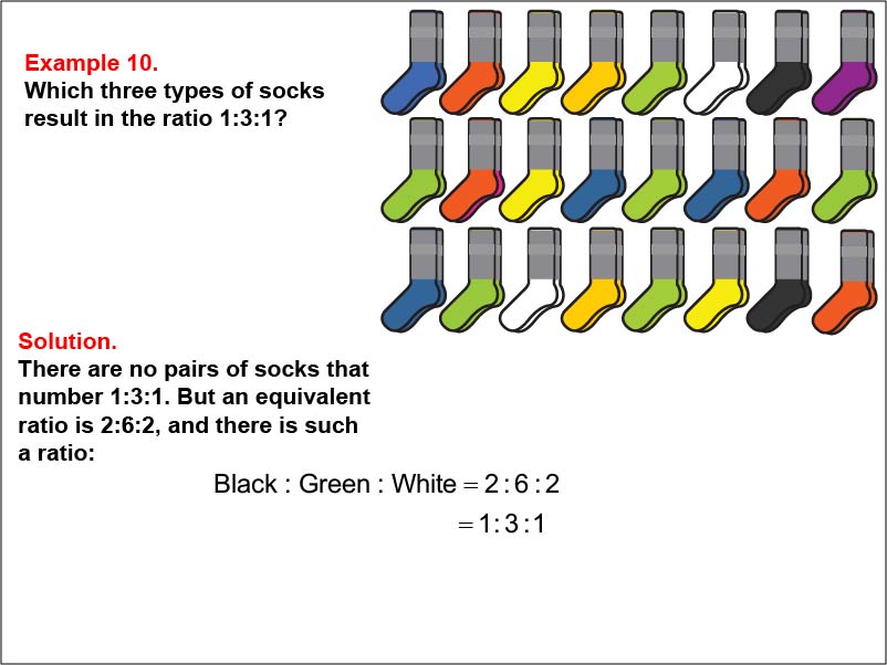 Ratios and Rates: Example 10. Calculating a 1:3:1 ratio.