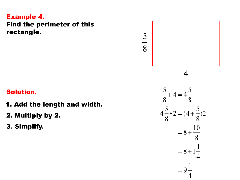 Math Example--Area and Perimeter--Rectangle Perimeter with Fractions--Example 4