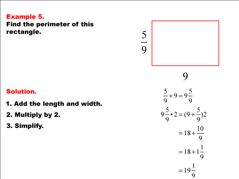 Math Example--Area and Perimeter--Rectangle Perimeter with Fractions--Example 5
