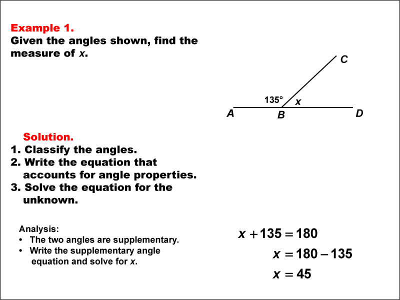 Math Example--Solving Equations--Solving Equations Using Angle Properties: Example 1