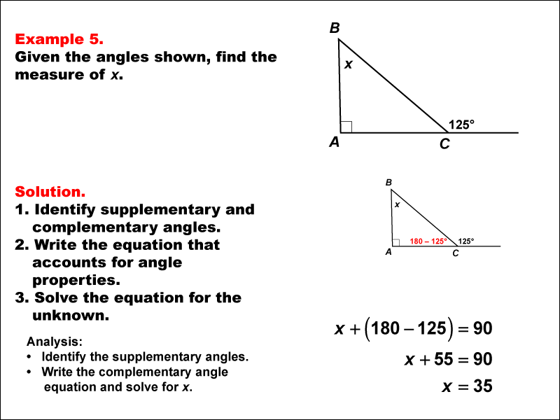 Math Example--Solving Equations--Solving Equations Using Angle Properties: Example 5