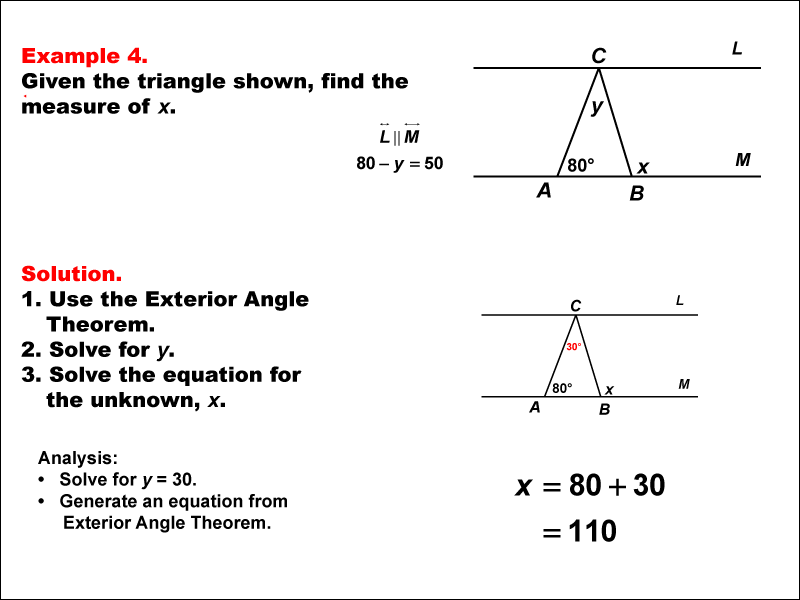 Math Example--Solving Equations--Solving Equations Using Triangle Properties: Example 4