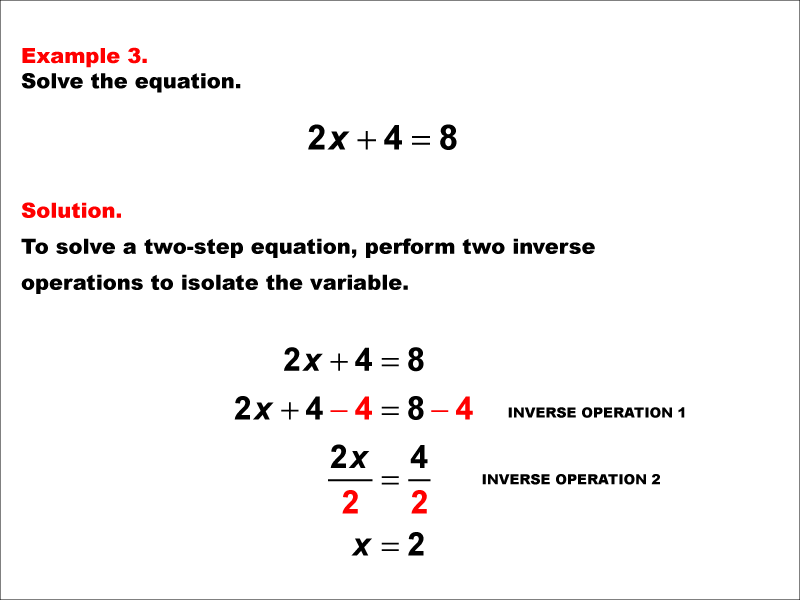 Math Example: Solving Two-Step Equations of the Form ax + b = c--Example 3