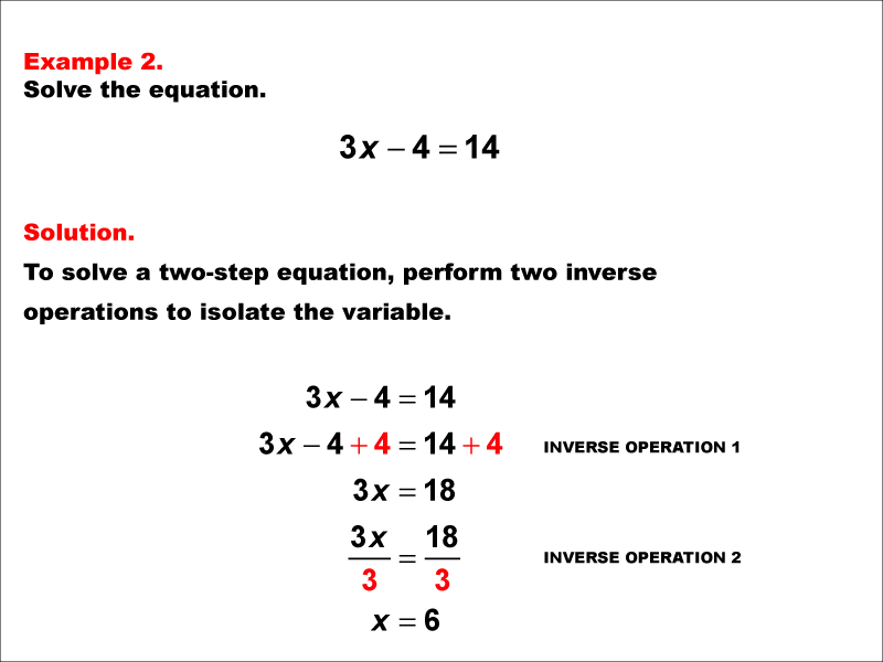 Math Example: Solving Two-Step Equations of the Form ax - b = c--Example 2
