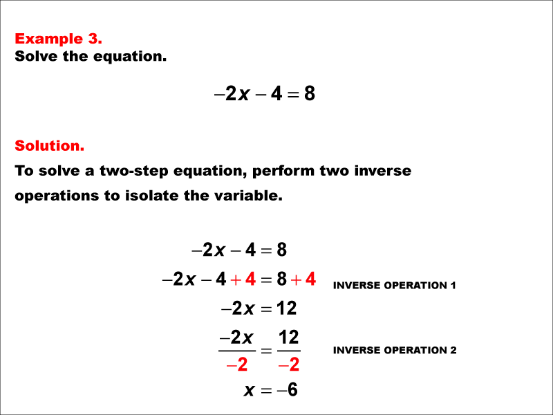 Math Example: Solving Two-Step Equations of the Form ax - b = c--Example 3