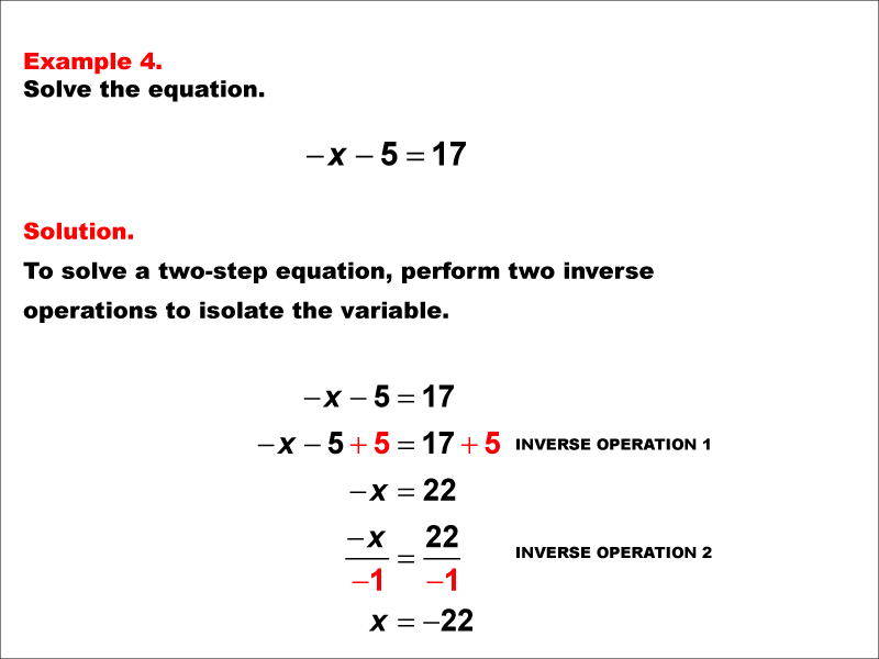 Math Example: Solving Two-Step Equations of the Form ax - b = c--Example 4