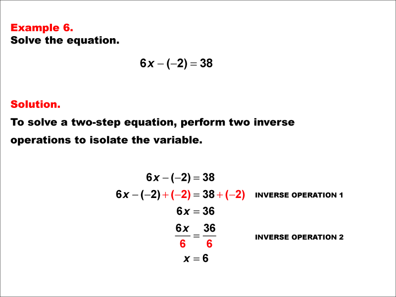 Math Example: Solving Two-Step Equations of the Form ax - b = c--Example 6