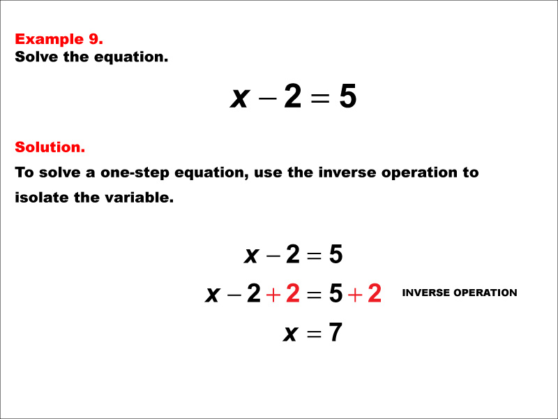Math Example: Solving One-Step Equations: Example 9