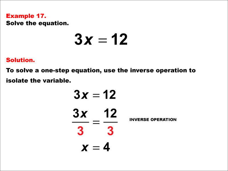Math Example: Solving One-Step Equations: Example 17