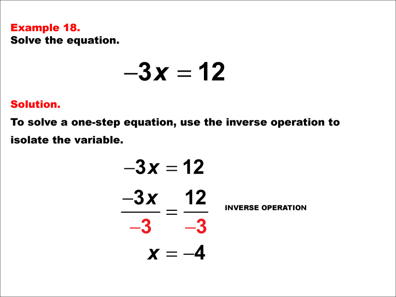 Math Example: Solving One-Step Equations: Example 18