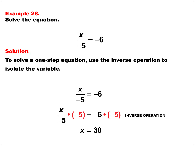 Math Example: Solving One-Step Equations: Example 28