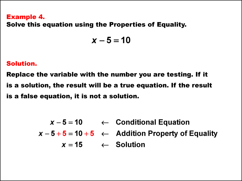 Math Example: Solving One-Step Equations Using the Properties of Equality--Example 4